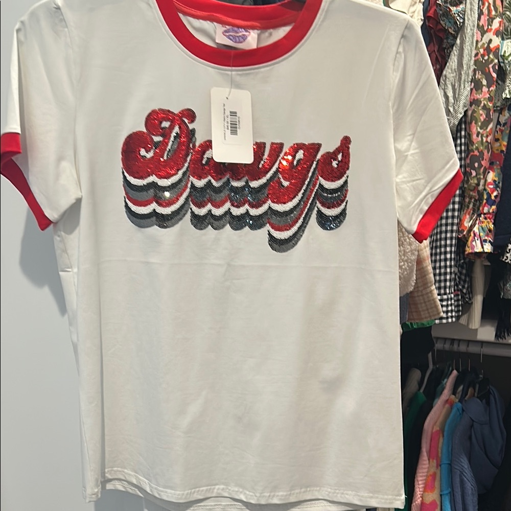 UGA Dawgs Retro Graphic Red and White Short Sleeve Tee